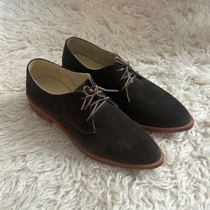 EUC Nisolo James Oxford, Dark Olive Suede, 9